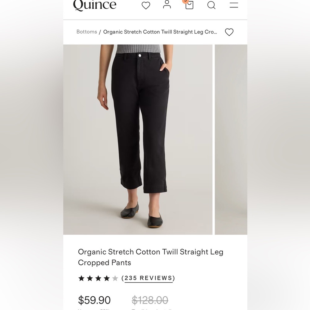 Quince Women’s Stretch Twill Black Pants